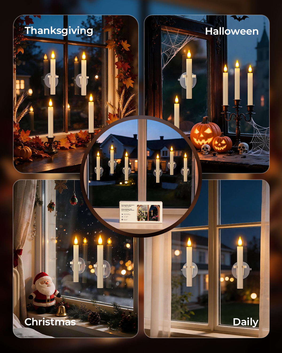 PChero 10Pcs Rechargeable Sensor Dawn to Dusk Window Candles - 图片 3
