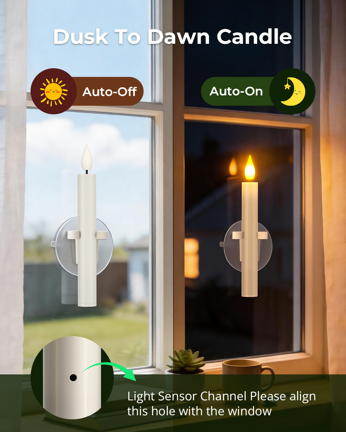 PChero 10Pcs Rechargeable Sensor Dawn to Dusk Window Candles - 图片 9