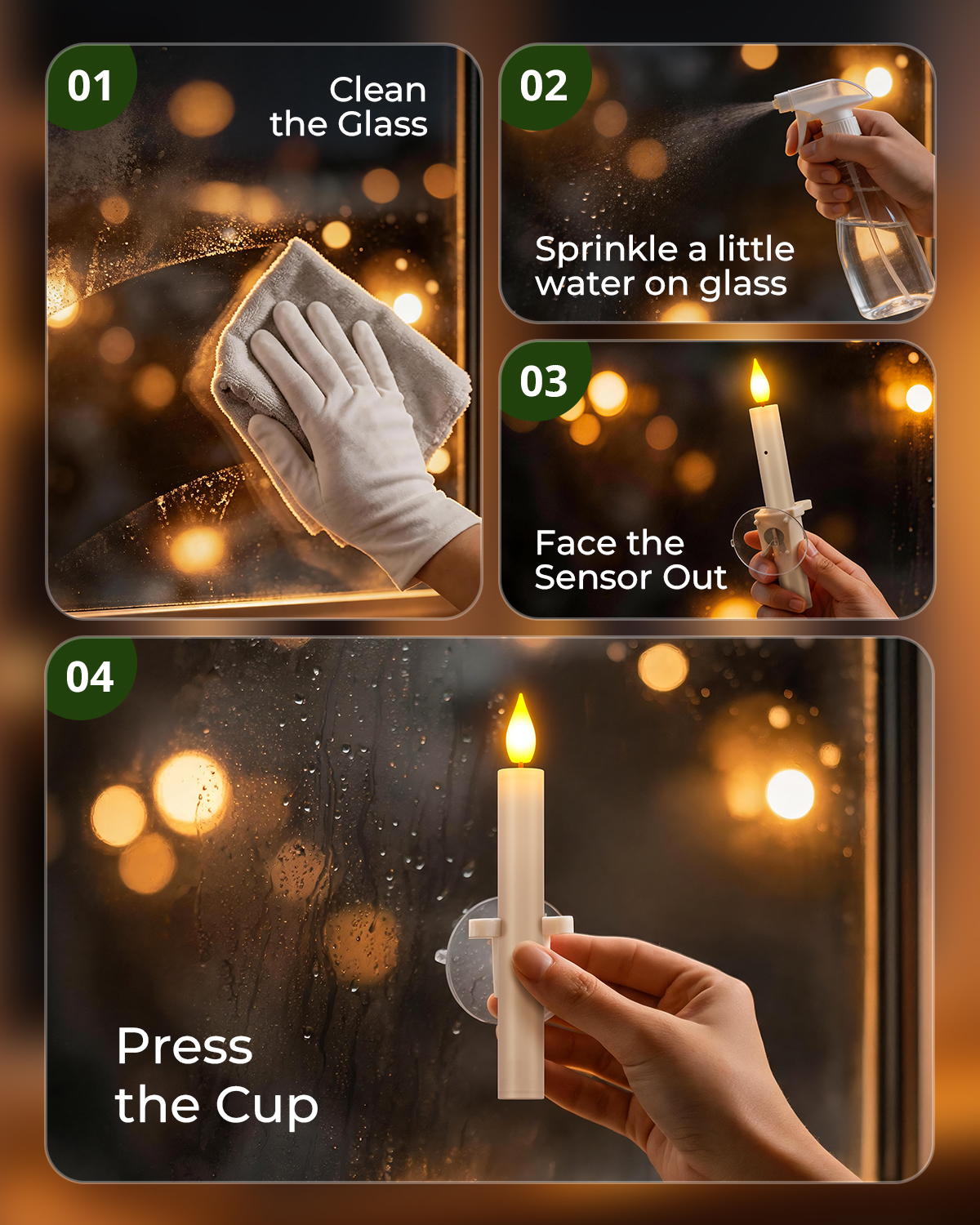 PChero 10Pcs Rechargeable Sensor Dawn to Dusk Window Candles - 图片 7