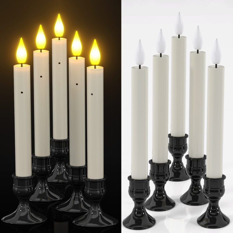PChero 10Pcs Window Candles Battery Operated with Candles Holders，Dawn to Dusk Sensor