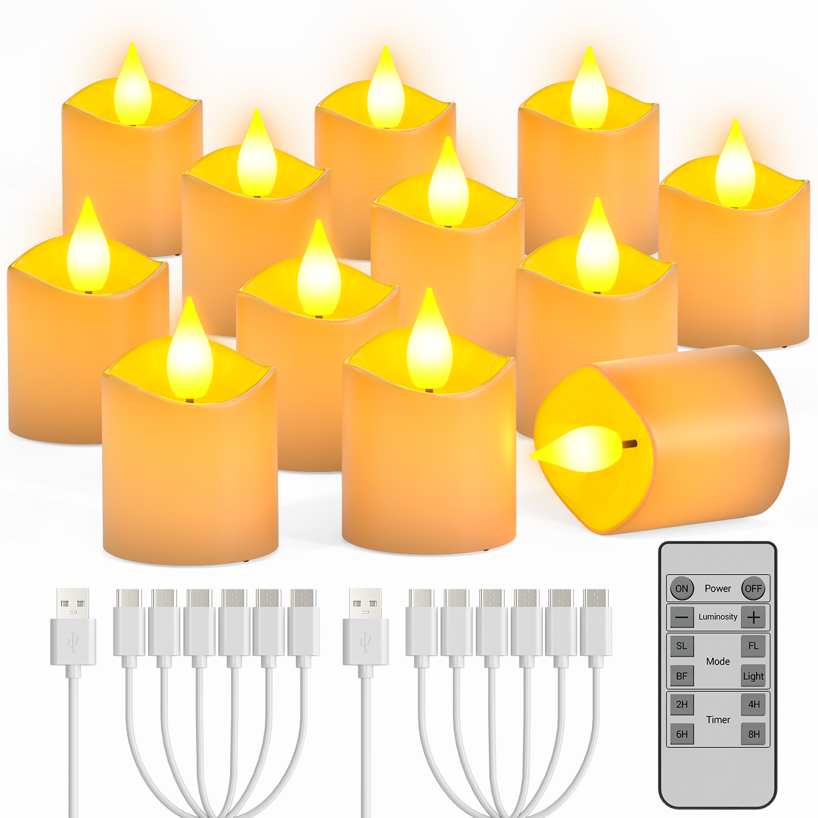 PChero 12pcs Rechargeable Votive Candles with Remote