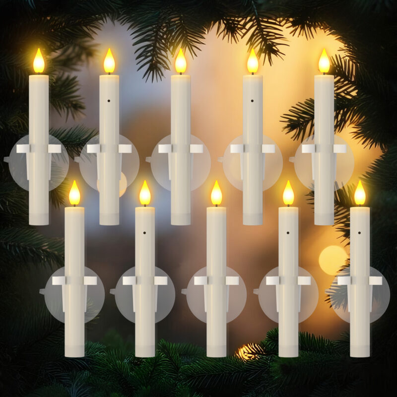PChero 10Pcs Window Candles Battery Operated with Suctions，Dawn to Dusk Sensor